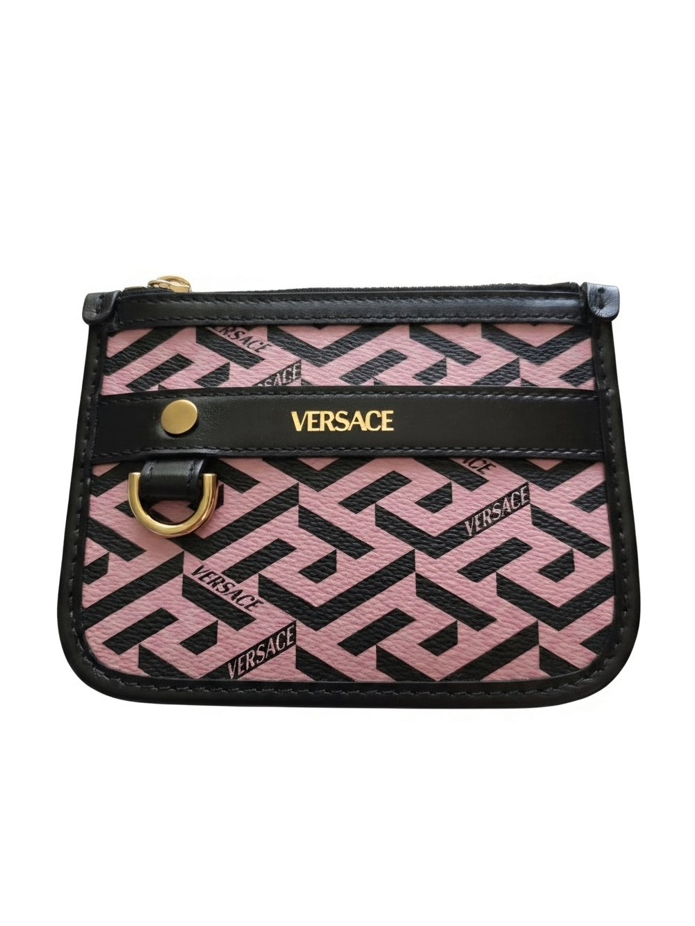 Versace Pink and Black Logo Pouch